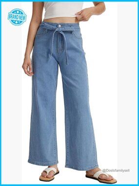 Wide Leg High Rise Stretchy Denim Jeans Flare Palazzo Chic Trendy Y2K